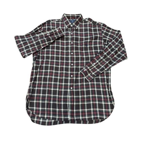 2 Vintage Polo Ralph Lauren Shirt McMeel Men's Size L Brown - Green Custom Plaid - Picture 2 of 10